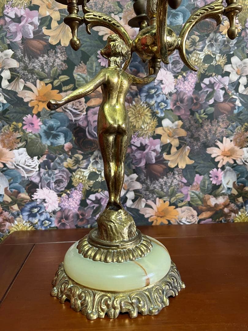 フランス製アンティーク　キャンドルスタンド　5灯　真鍮　ブラス製