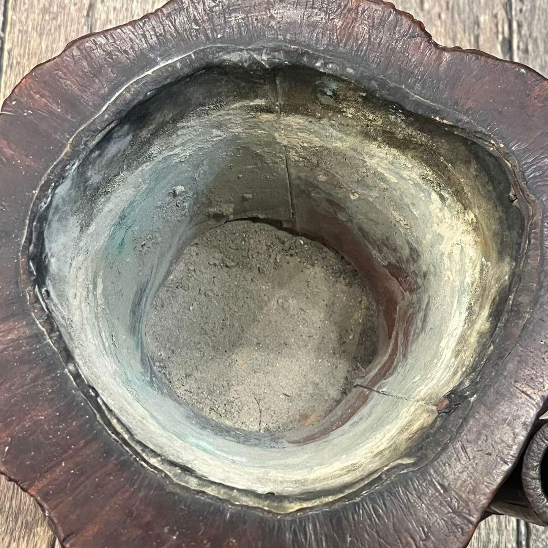 ずっしりとした重厚感 天然木 瘤 切り株 火鉢 木製 レトロ 工芸品 骨董品