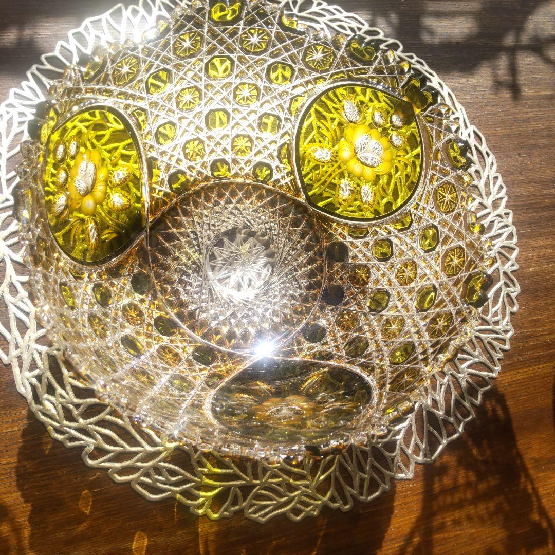 新春セール美品❗️箱付きマイセン クリスタル オリーブグリーン 花瓶 ボウル