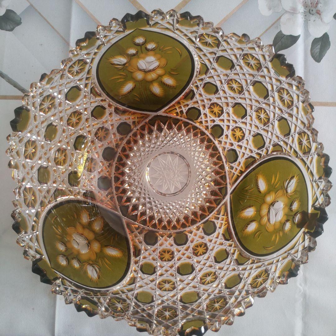 新春セール美品❗️箱付きマイセン クリスタル オリーブグリーン 花瓶 ボウル