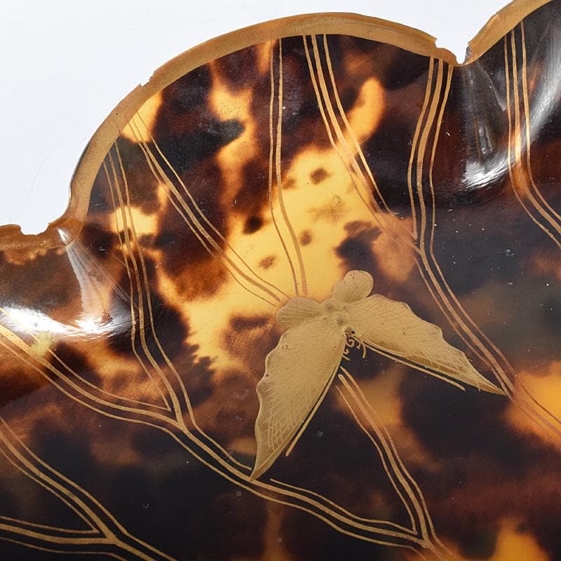 鼈甲製　金蒔絵　蝶文　輪花皿　菓子器　D　7592