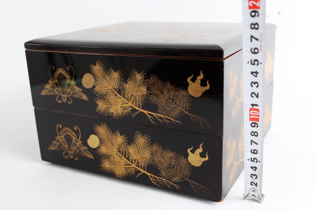 茶道具 蝶蒔絵 重箱 二枚蓋 共箱 漆芸 木製漆器