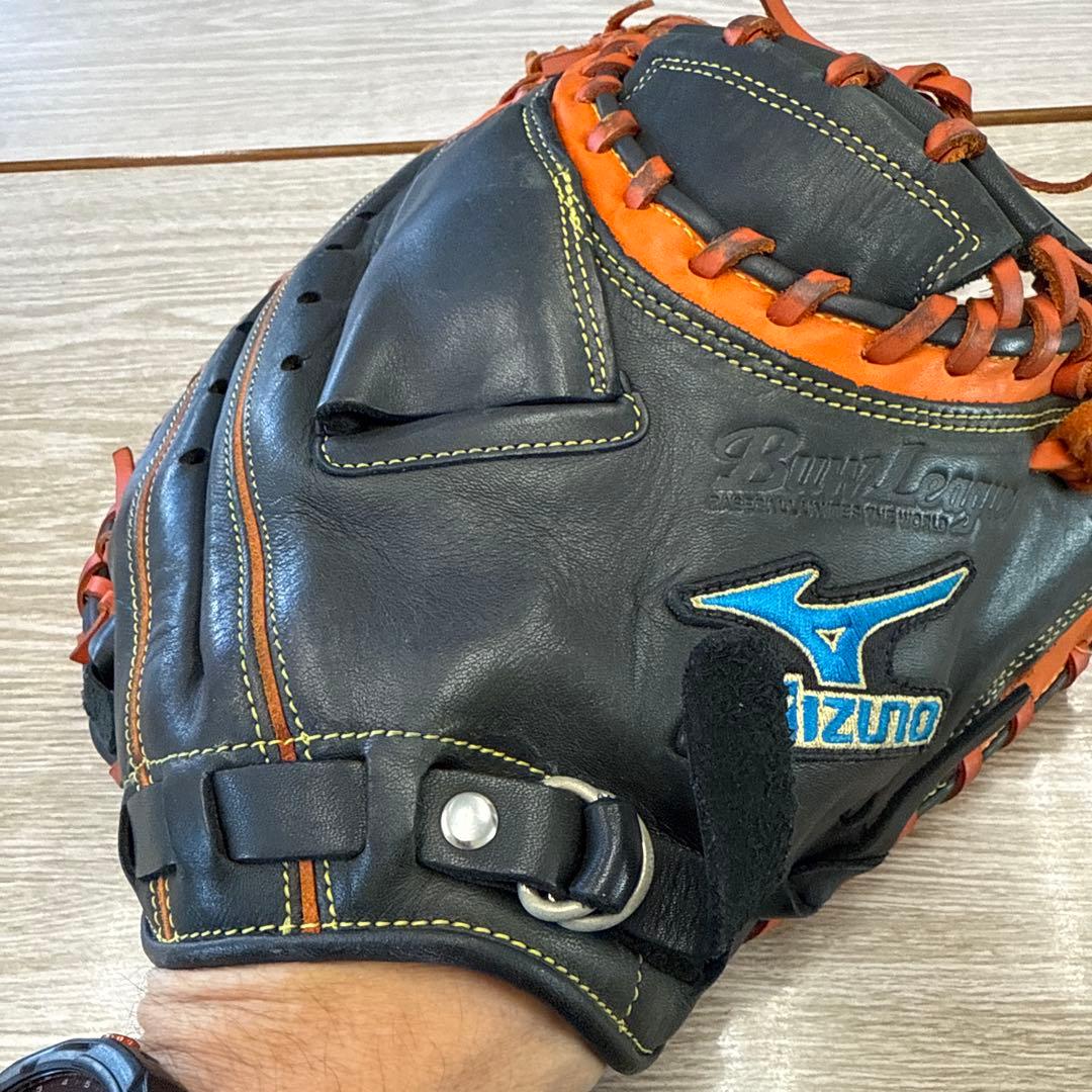 Mizuno 軟式キャッチヤーミット BuwLeague黒/オレンジ