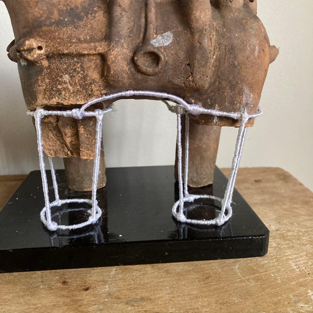 埴輪土偶馬　ワイヤー義足工芸品 黒台座ビンテージ