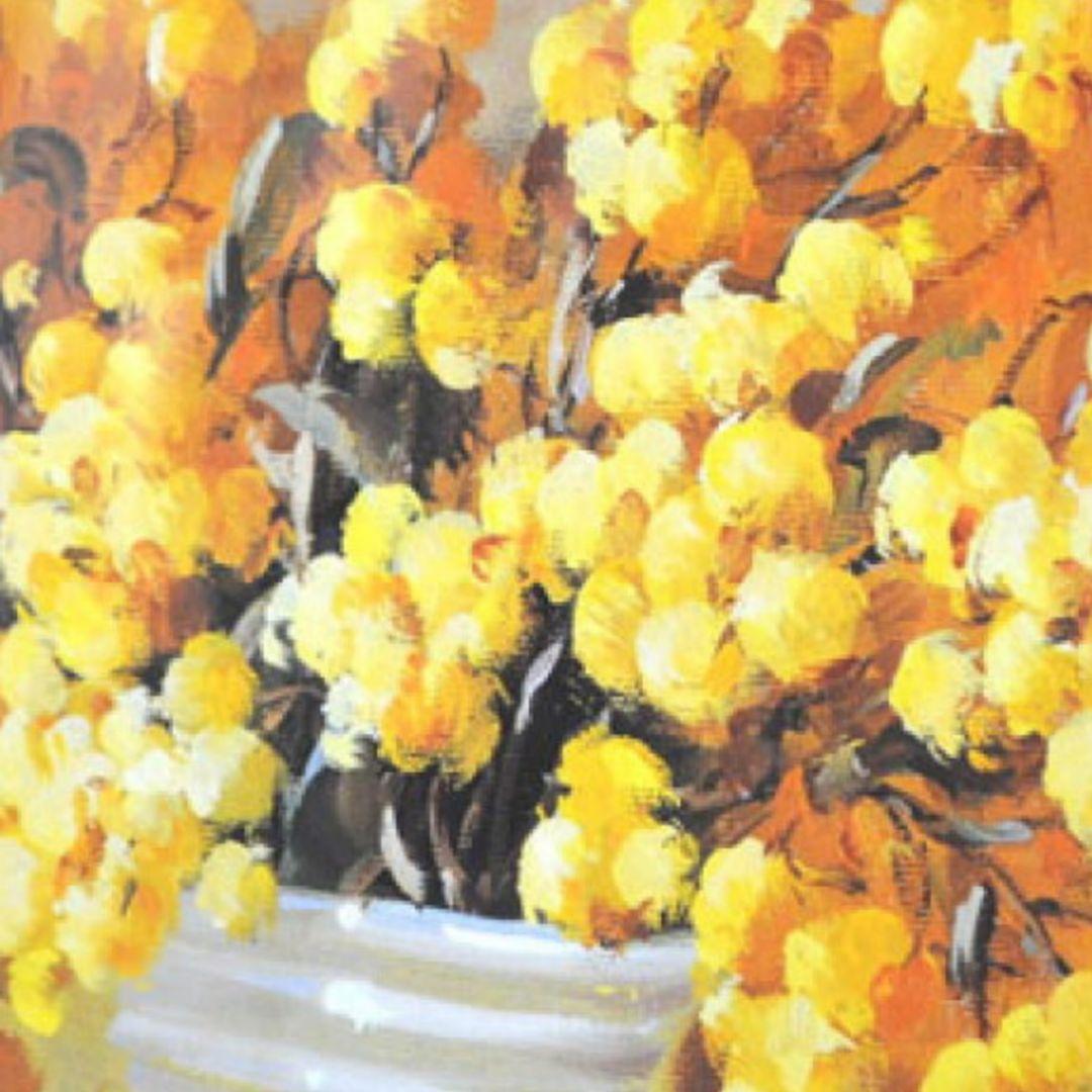 イタリア直輸入　イタリア製　『ミモザ』　ゴールドレッド額絵　前面ガラス張り