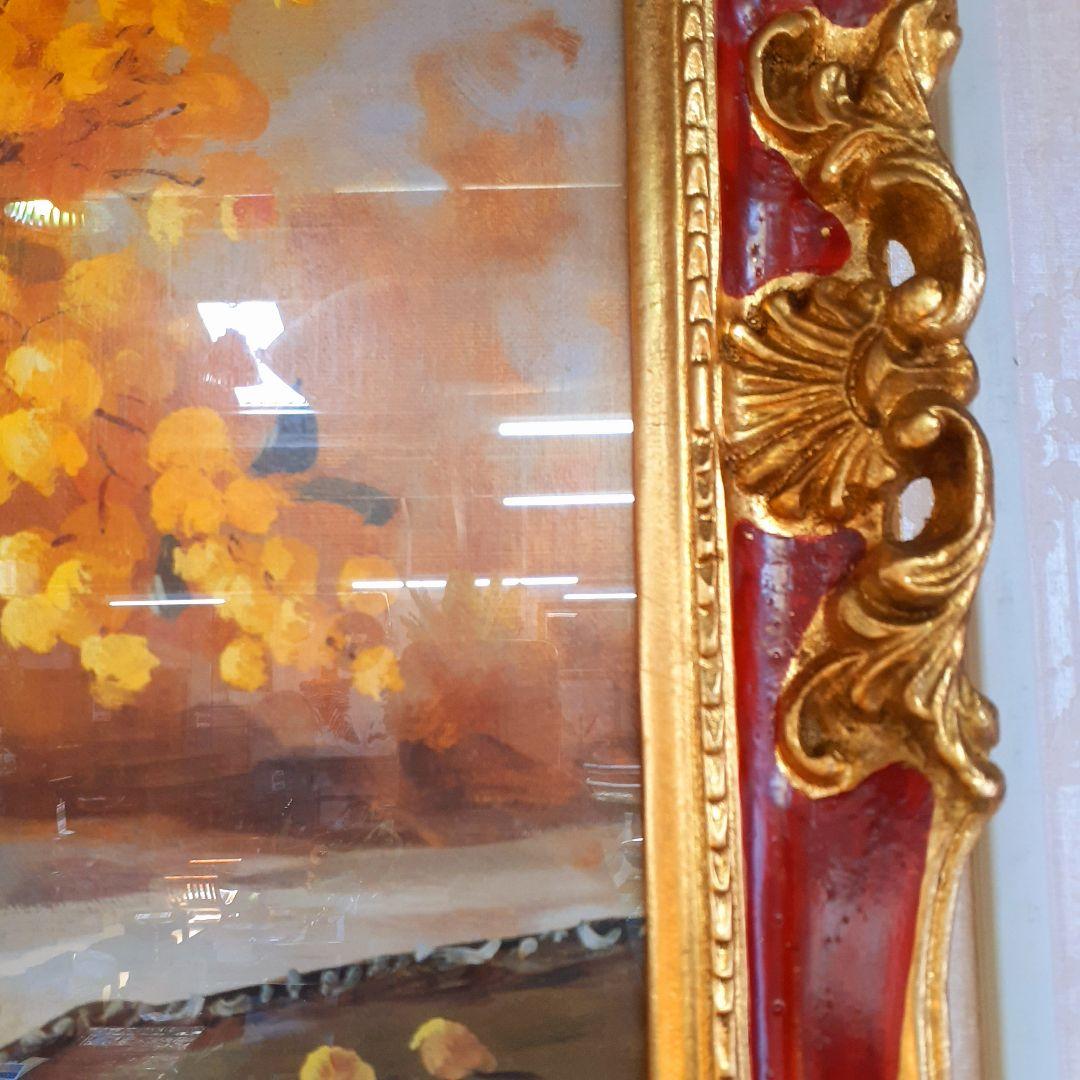 イタリア直輸入　イタリア製　『ミモザ』　ゴールドレッド額絵　前面ガラス張り