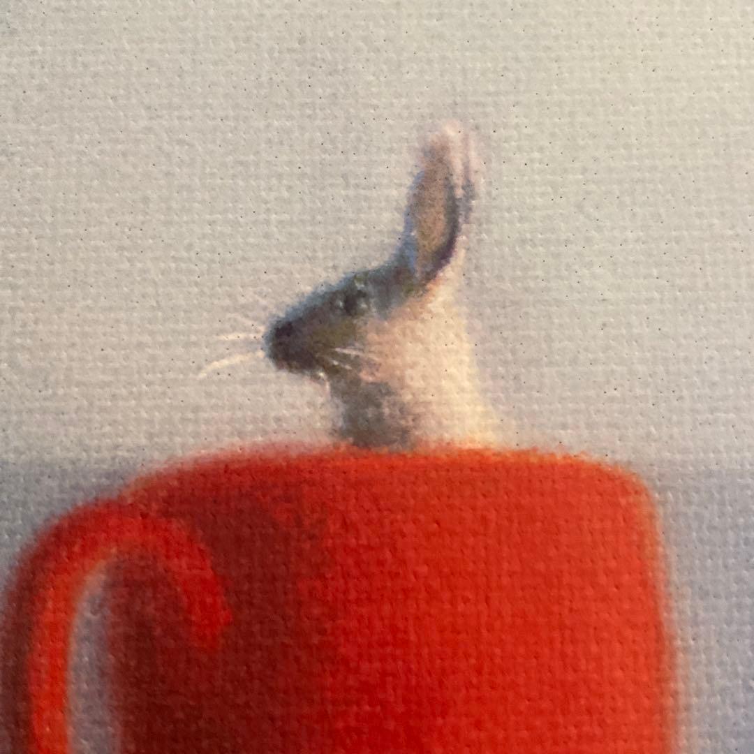 4*n様 牧野千穂 絵画　キャンバスジクレー　「みつかる」　珈琲カップ　うさぎ