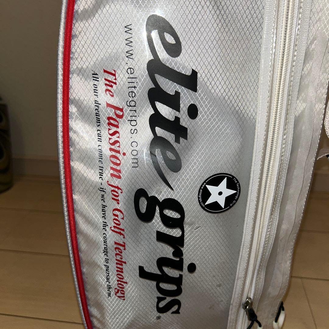kz エリートグリップキャディバッグ白\赤　スタンド式