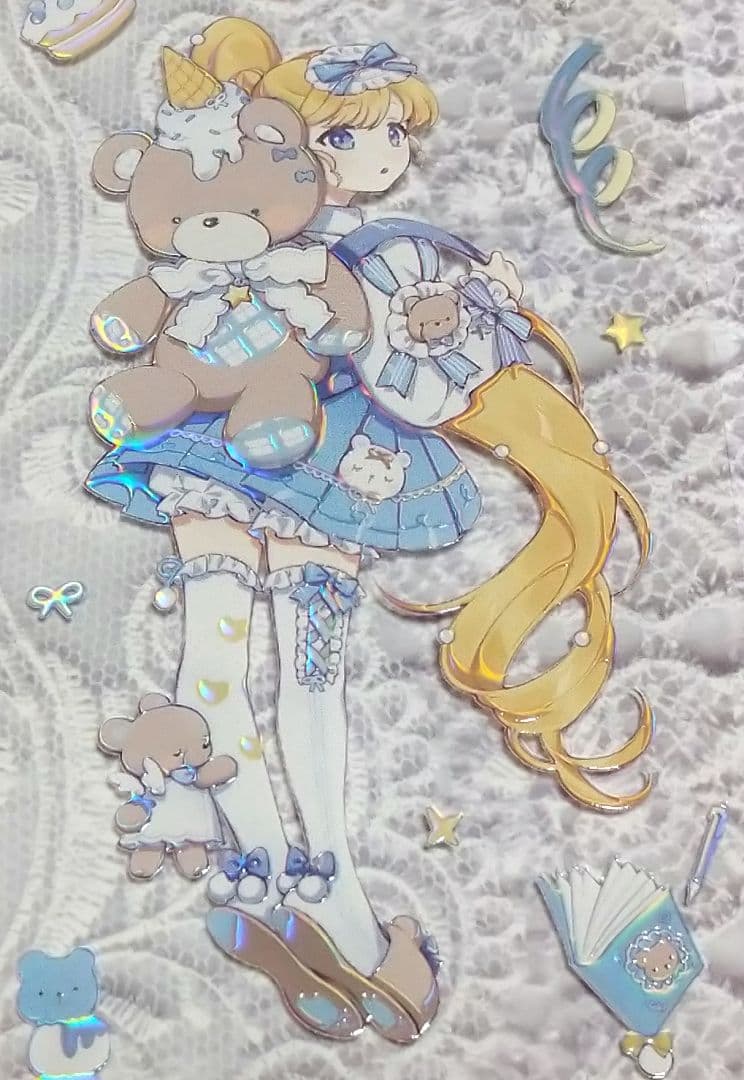 ✩のこり２✩J629＃熊古力(立体虹光)浮光文创切り売り海外人物マステ女の子