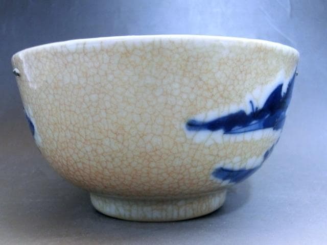 茶碗■中国 染付 魚紋 直し茶碗「成化年製」青華 お茶道具 古玩 唐物 骨董品■