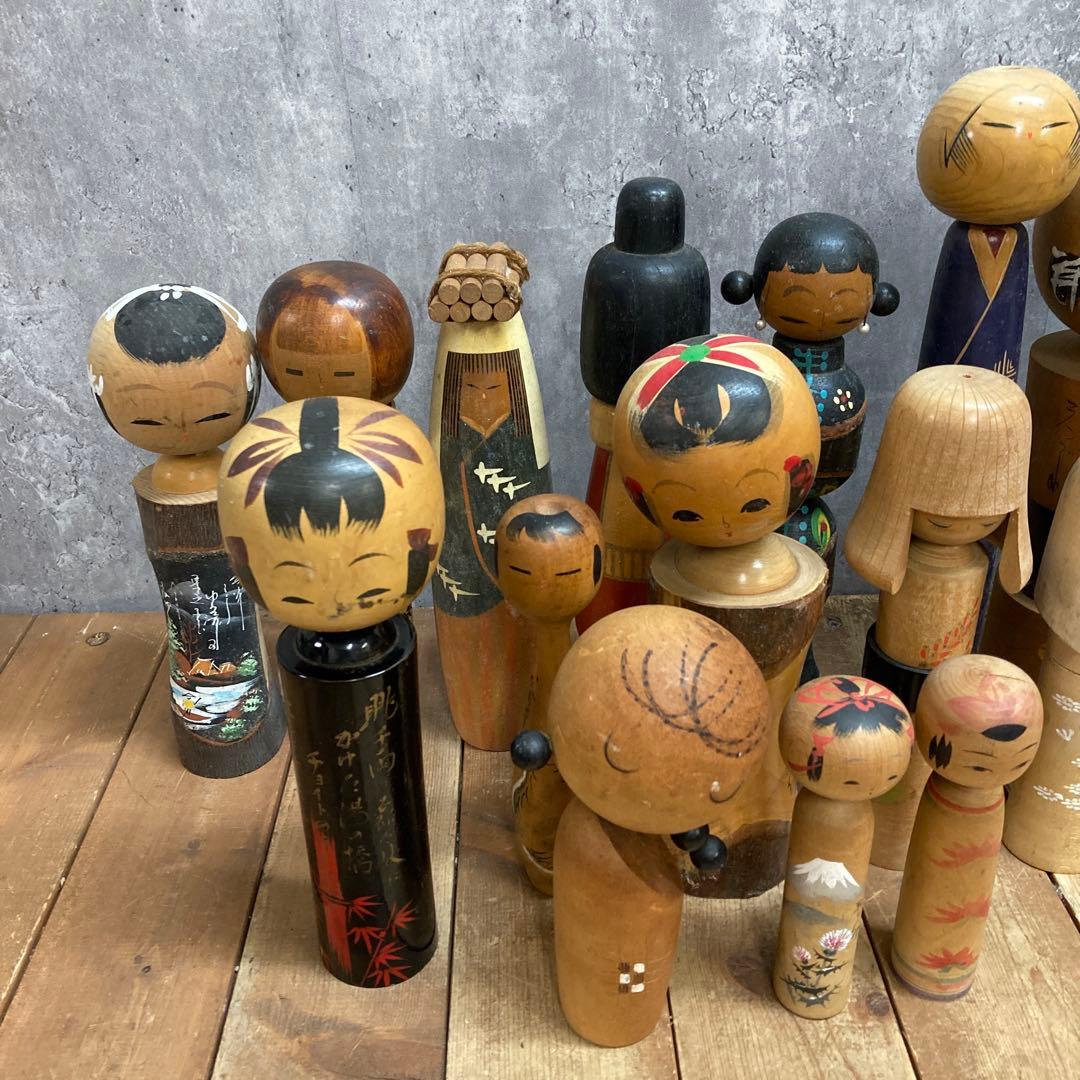 D-3 【希少・まとめ売り】アンティーク こけし 16体セット 伝統工芸 創作
