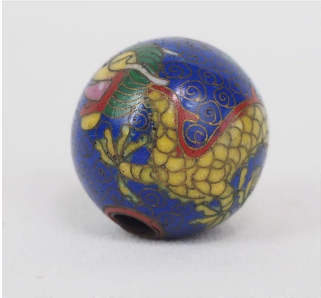 送料無料　明治時代　七宝龍文緒締玉　径2.1ｃｍ