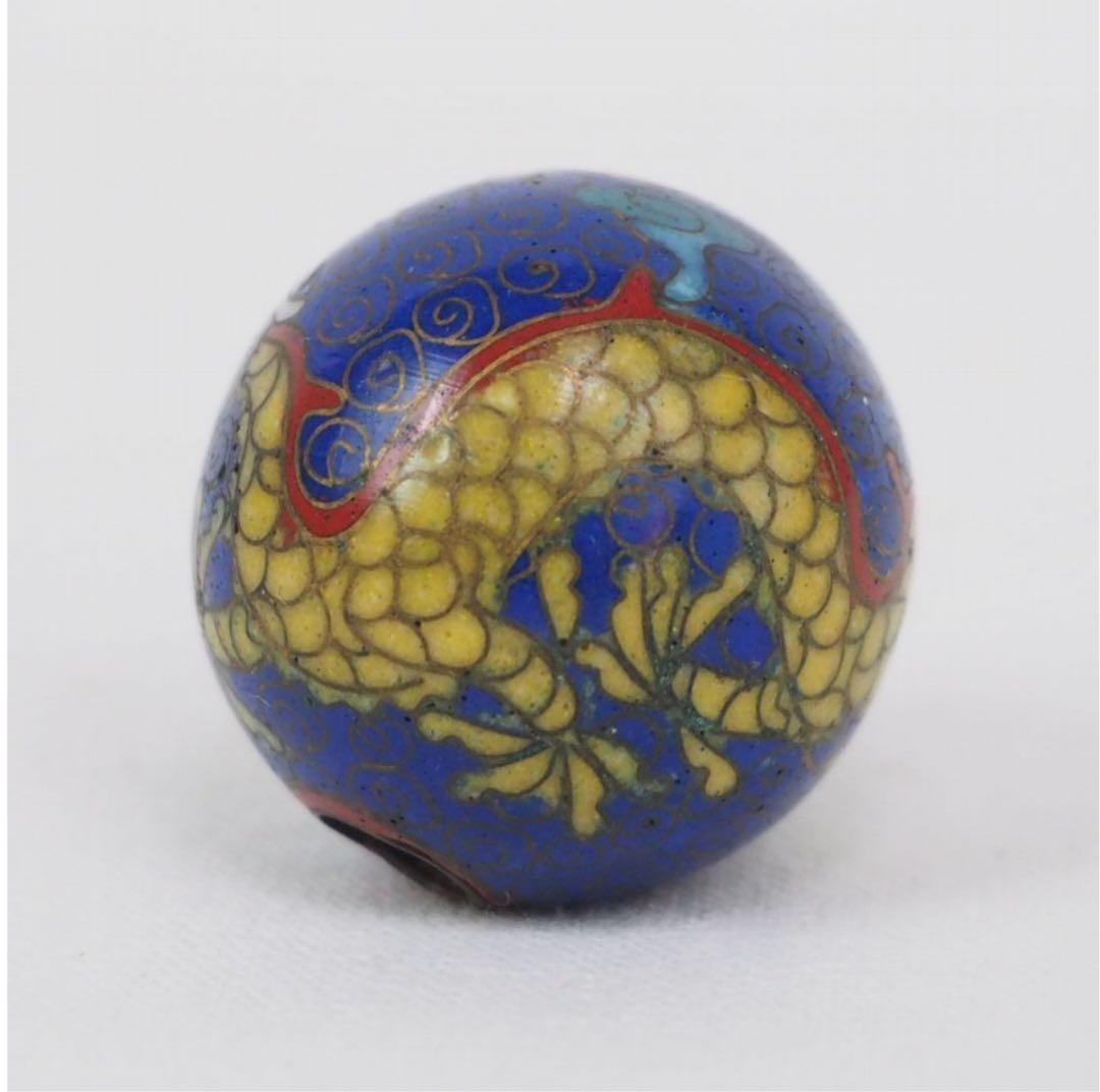 送料無料　明治時代　七宝龍文緒締玉　径2.1ｃｍ