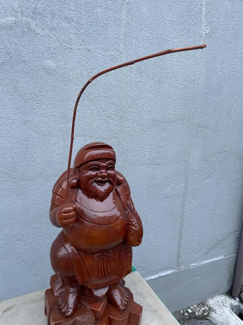 ★状態〇★ 昭和レトロ 木彫り 彫刻 恵比寿 全長約58cm 木彫 木製 七福神