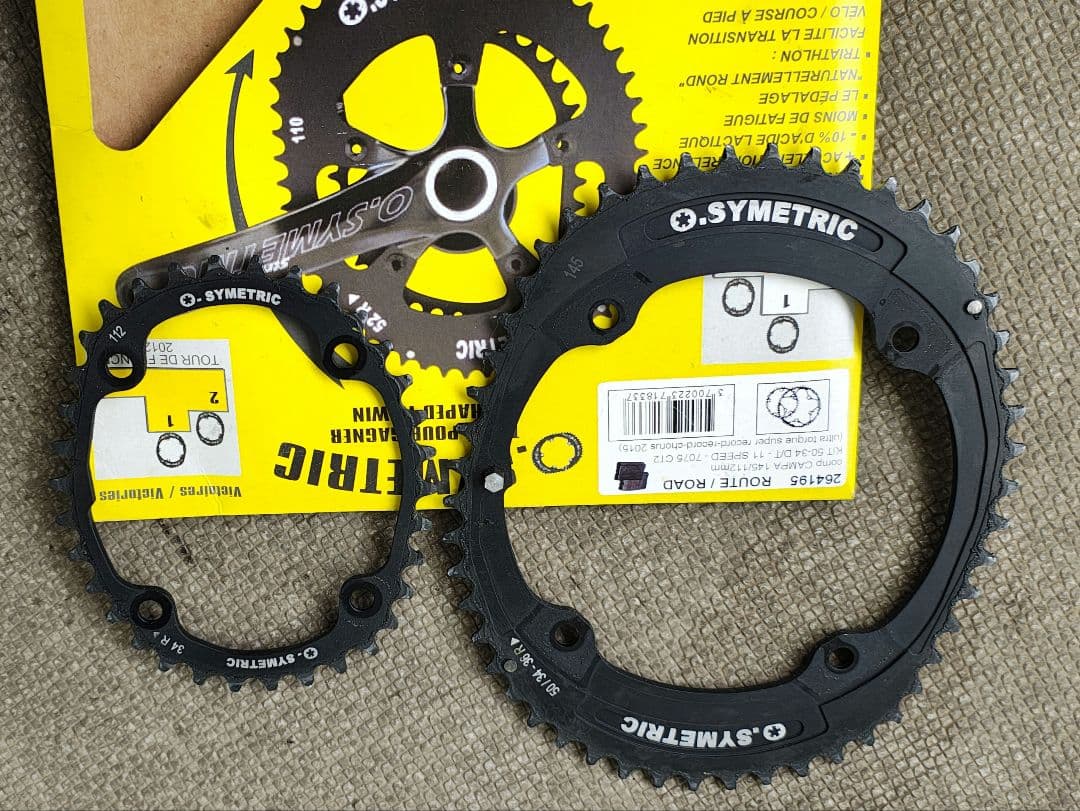 O.SYMETRIC 楕円チェーンリング 50/34T カンパ4アーム 11s用