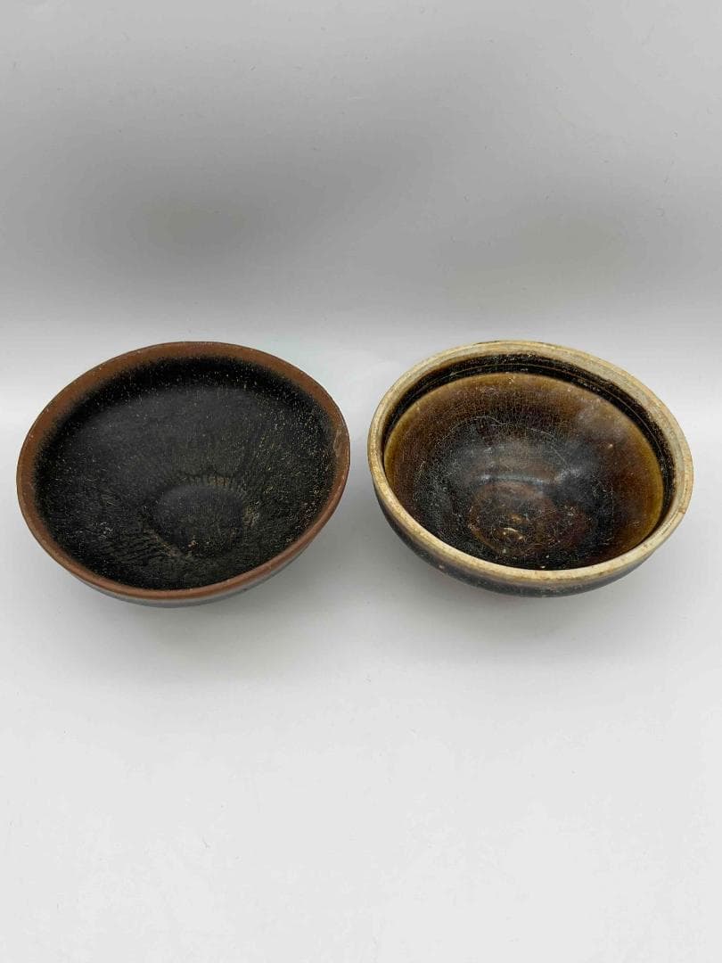 水芙蓉　遼から金時代 天目茶碗吉州窯茶盞宋時代黑釉窯変釉入茶碗(B-35)