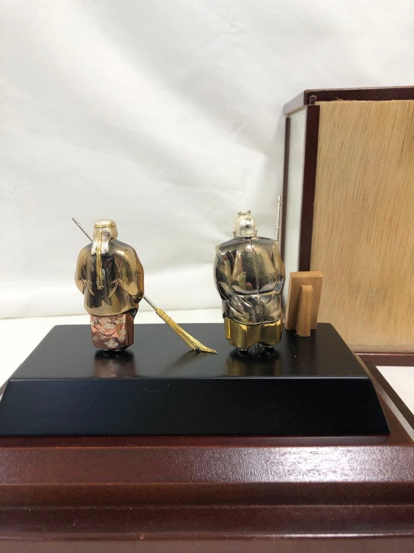 純銀　置物　高砂人形　武比古作　ジャンク