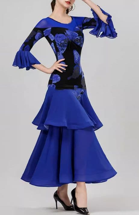 セール社交ダンスドレス スタンダードドレス 蝶々モダンダンス オーダーメイド