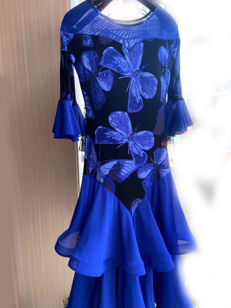 セール社交ダンスドレス スタンダードドレス 蝶々モダンダンス オーダーメイド