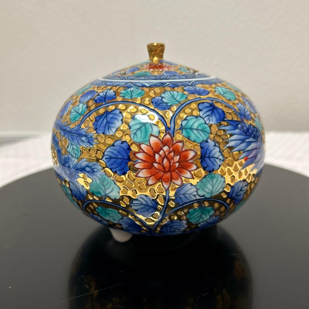 肥前有田焼　金彩鳳凰香炉　喜多川参天