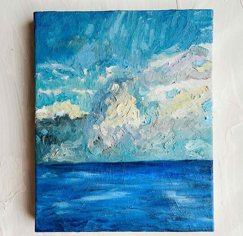 22×27㎝「朝の海７」油彩・原画・F3