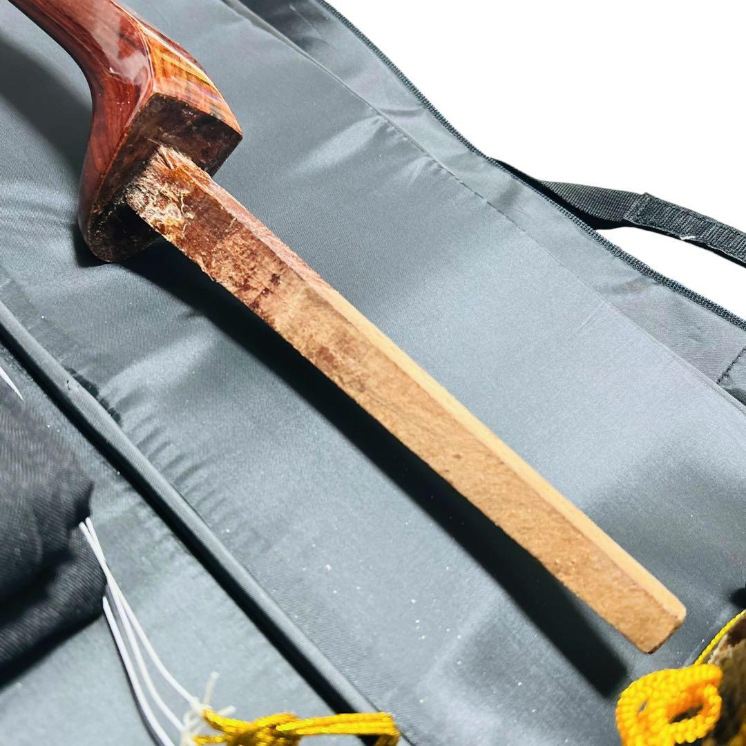 【希少品】高級 沖縄三線 与那城型 実入りゆし木 スンチー塗り 蛇革 本革