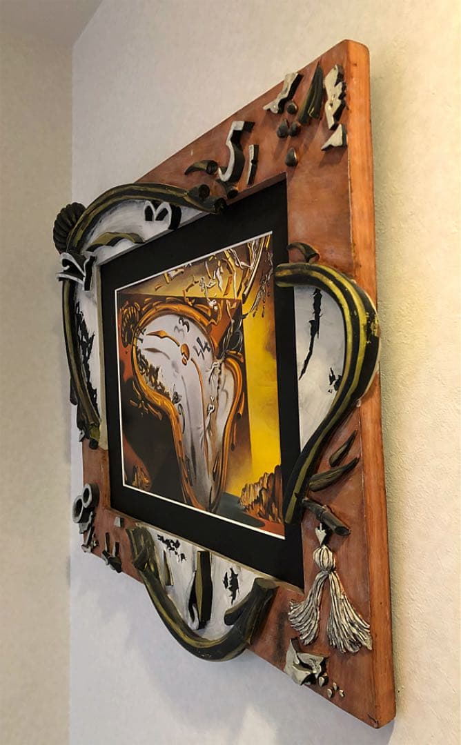 額装 絵画 希少 サルバトーリ ダリ風 レリーフ 木製縁 変額 処分価格