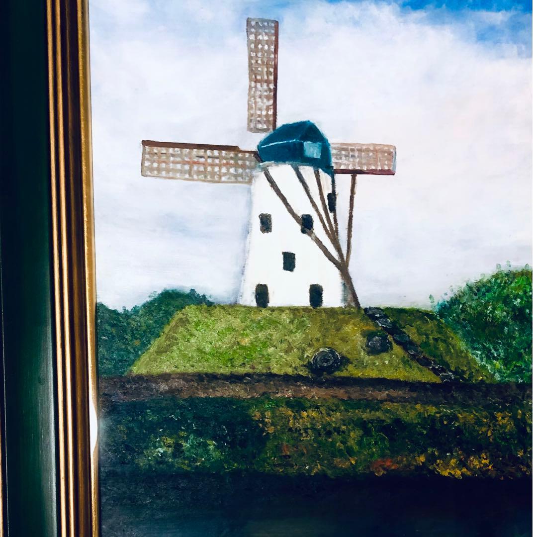 アベ　ノリコ　油絵　額装　世界堂