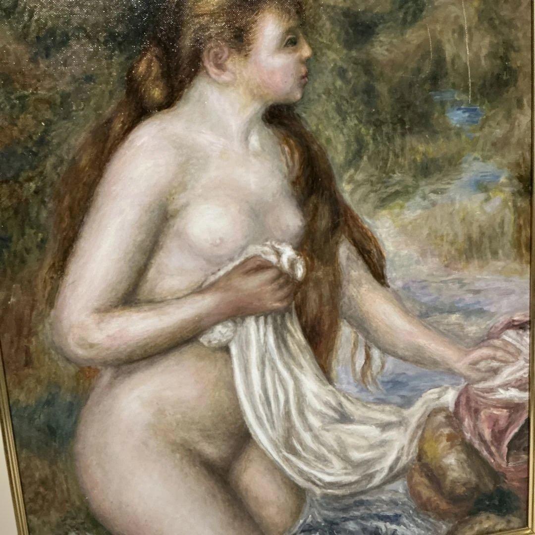 複製画　絵画　油彩画　油絵　模写ルノアール　F10号　ルノワール　「若い浴女」