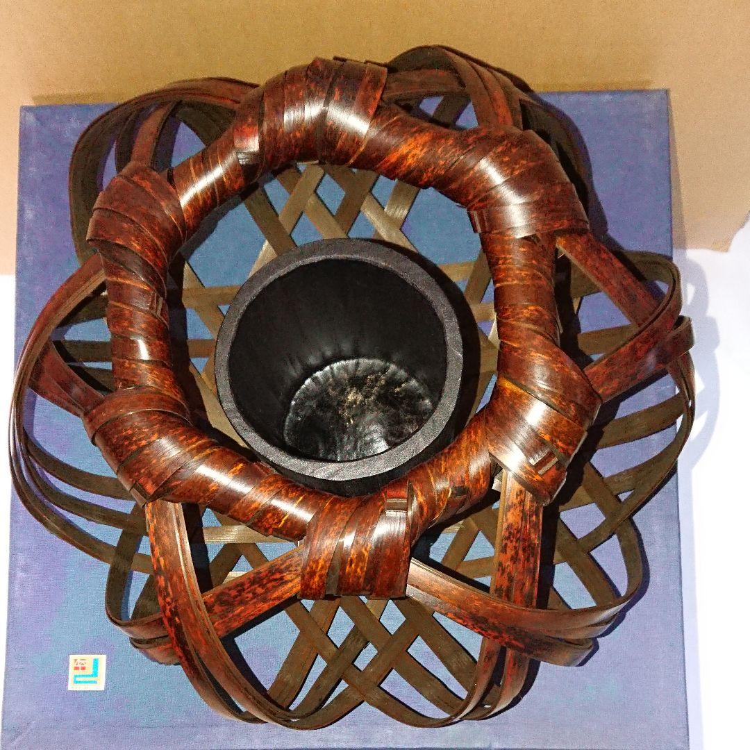 八木澤竹工房・四国産虎竹使用・亀甲盛籠・八木澤正氏作品・未使用品・値引き中