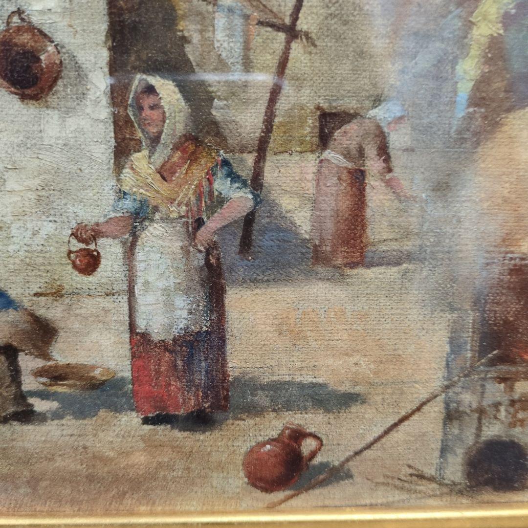 田舎の風景 油彩画 二つのパネル