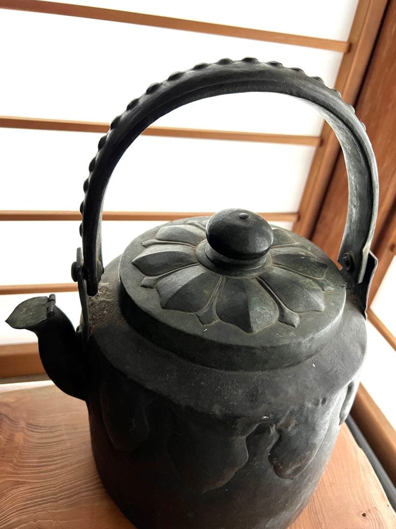 お値下げ　特大サイズ　やかん　薬缶　金属製　アンティーク