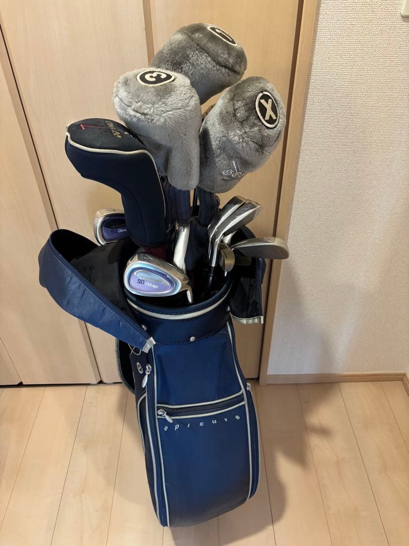 epicure ネイビー レディースキャディバッグ ゴルフクラブ15本セット