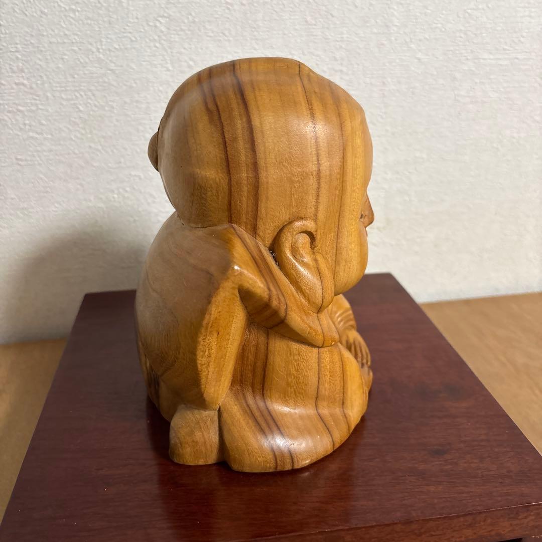 木彫 福助像　縁起物 招福