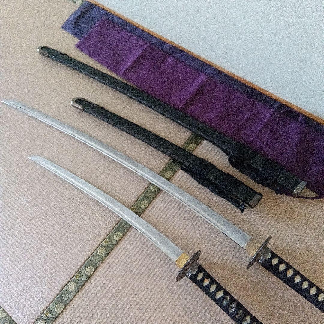 二刀流　大刀小刀セット　海鼠鍔　模造刀　宮本武蔵イメージの刀