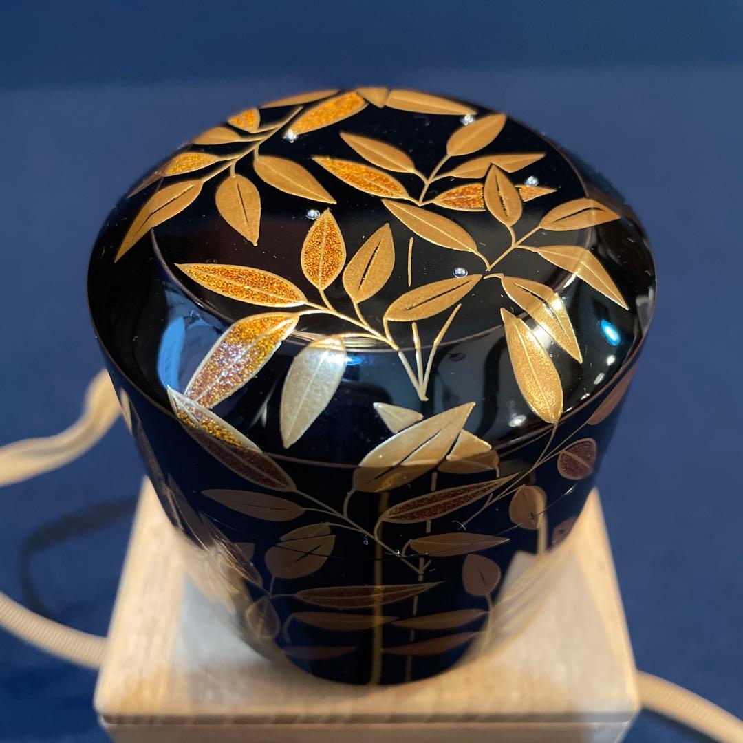 茶道具『雪吹 笹露 棗』輪島塗の名工【茶平 一斎】(作)共箱　※美品