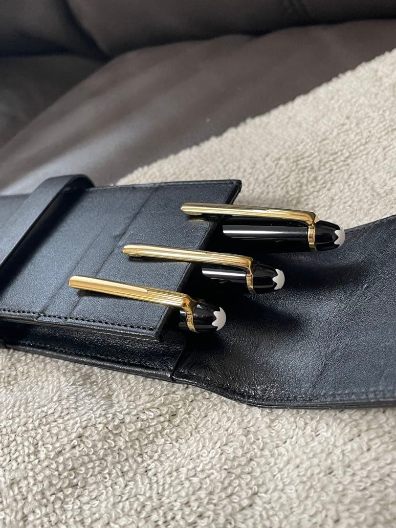 ◾️MONT BLANC モンブラン ◾️黒レザーペンケース ◾️シエナ 3本差し◾️