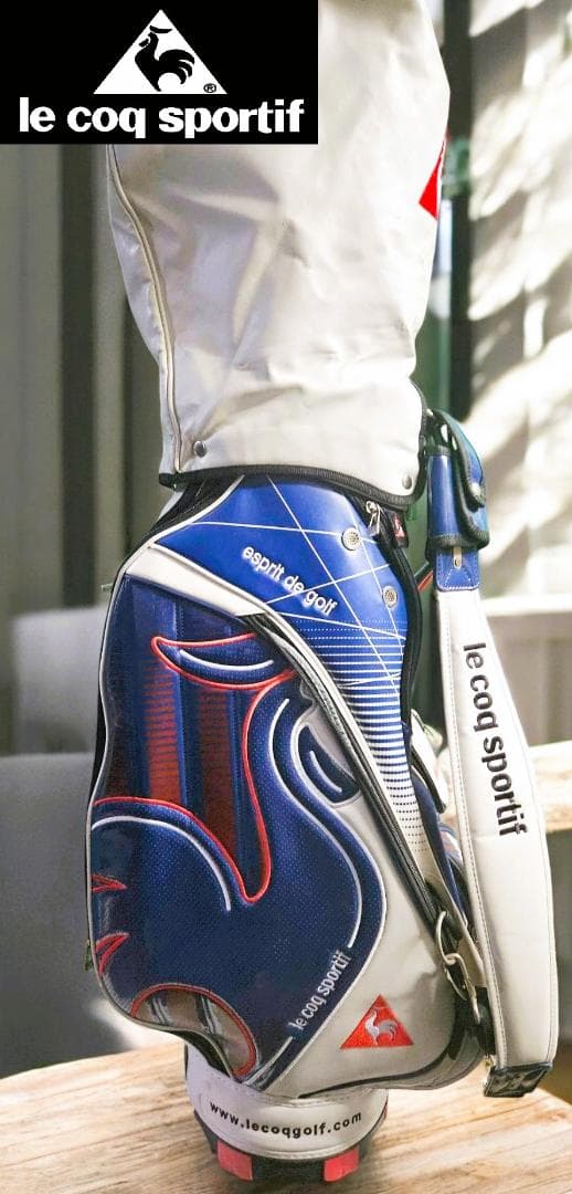 送料無料/美品　le coq e golf 高級エナメル大型ゴルフバッグホワイト