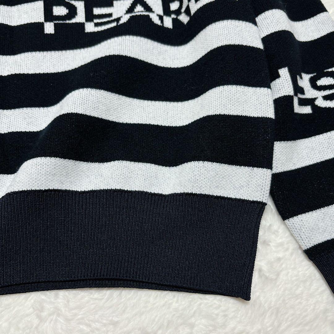 《美品》パーリーゲイツ ボーダーニットスカートセットアップ 黒×白 近年モデル