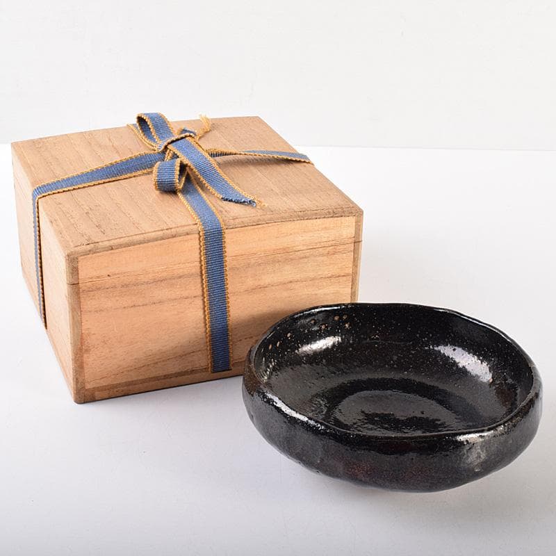 茶道具　楽吉左衛門　黒楽平茶碗　時代箱　V　R7636