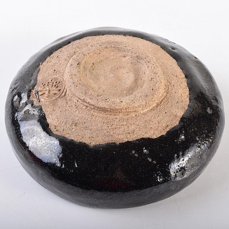 茶道具　楽吉左衛門　黒楽平茶碗　時代箱　V　R7636