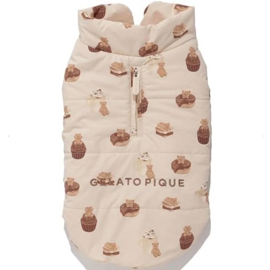 ジェラートピケ　中綿ベスト　XLサイズ　ベージュ　犬 ドッグ　ダウン　ジェラピケ