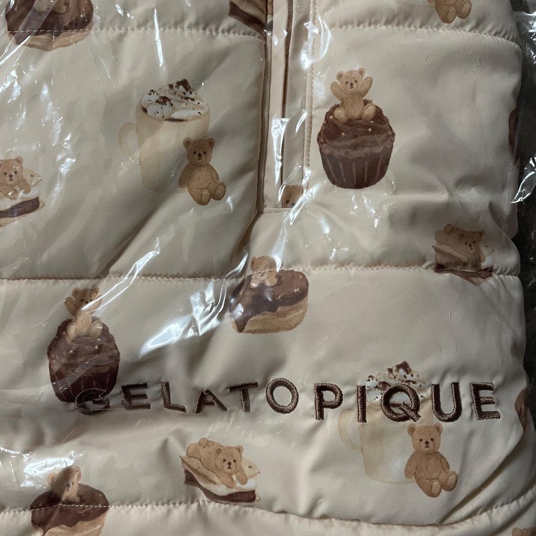 ジェラートピケ　中綿ベスト　XLサイズ　ベージュ　犬 ドッグ　ダウン　ジェラピケ