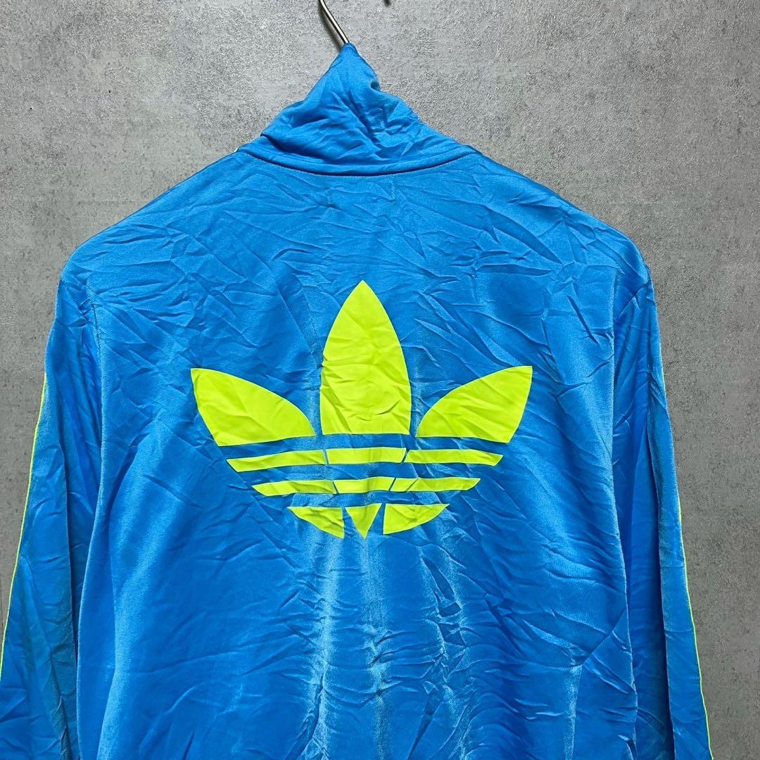 adidas アディダス　蛍光ライン　トラックジャケット ビッグトレフォイルロゴ