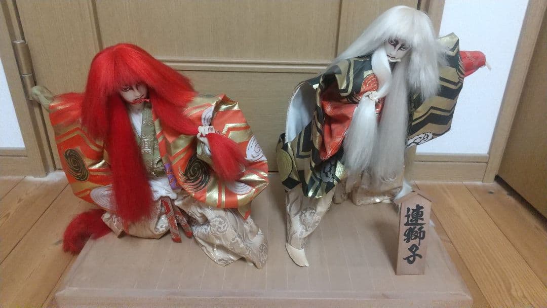 歌舞伎 連獅子 置物