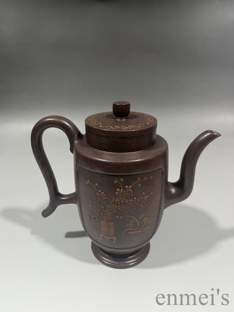 中国古美術 中国宜興 紫砂壺 賞杯壺 大清乾隆年制款 原鉱紫泥 急須 水差し