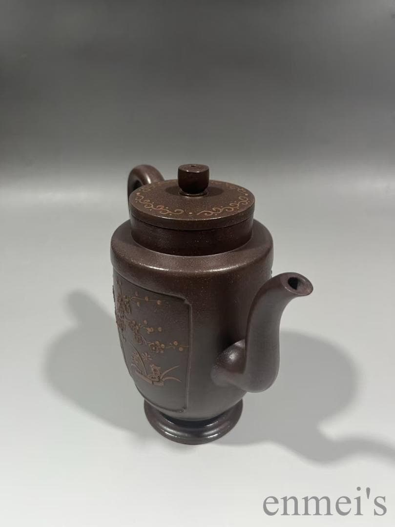 中国古美術 中国宜興 紫砂壺 賞杯壺 大清乾隆年制款 原鉱紫泥 急須 水差し