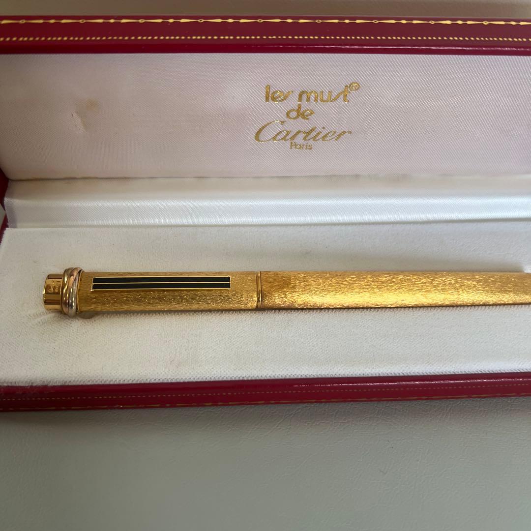 カルティエ トリニティ ボールペン ヴィンテージ ゴールド ストライプ