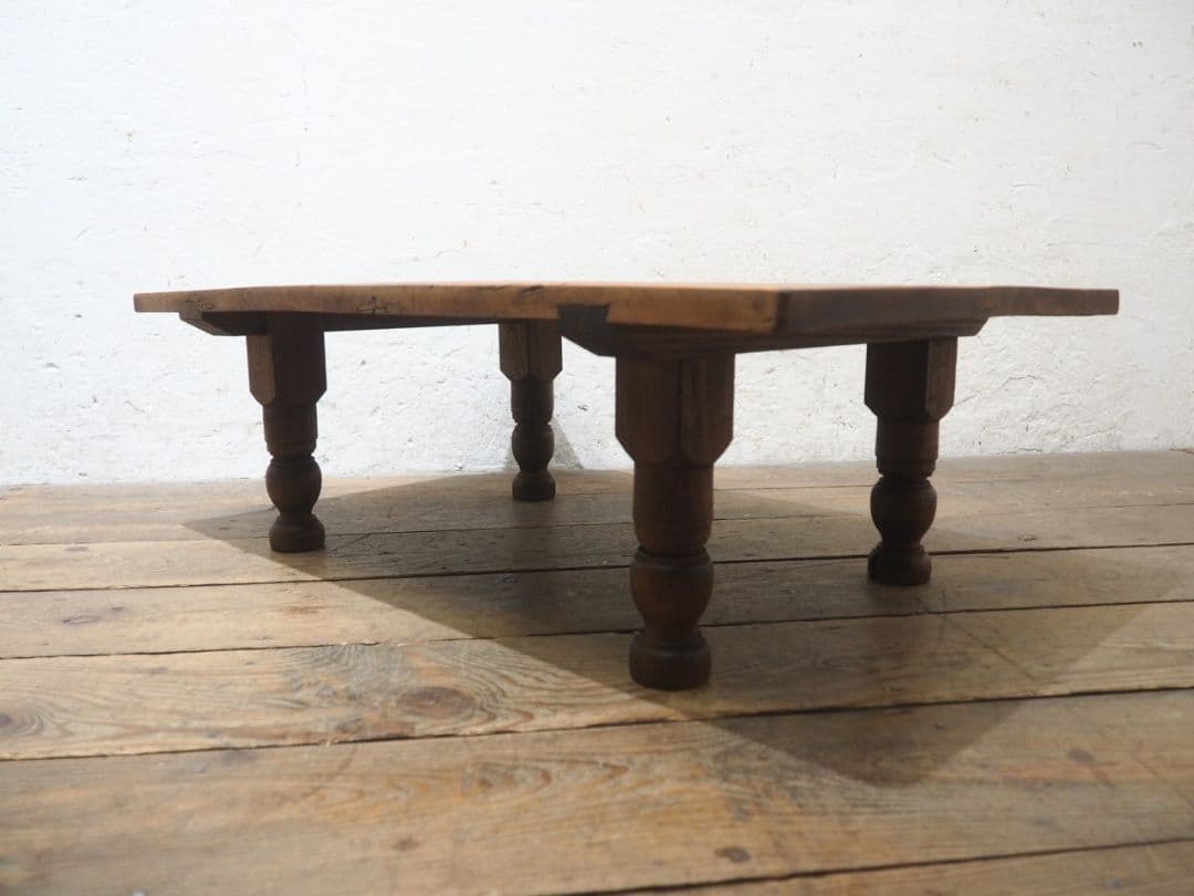 1252　アンティーク　ロクロ脚のローテーブル　文机　座卓ちゃぶ台　轆轤　レトロ