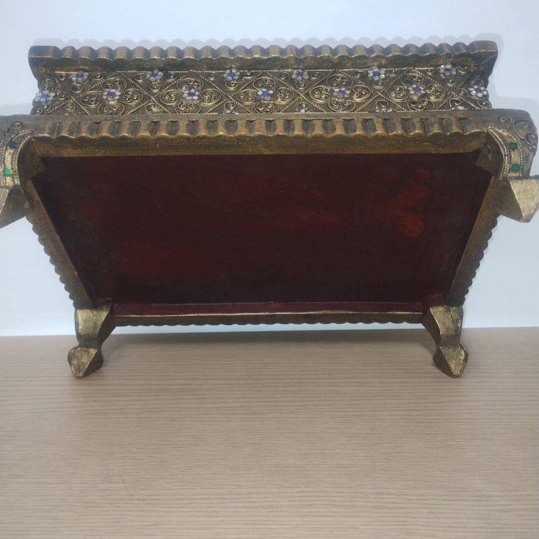 アンティーク 鳥の装飾 木製ボックス